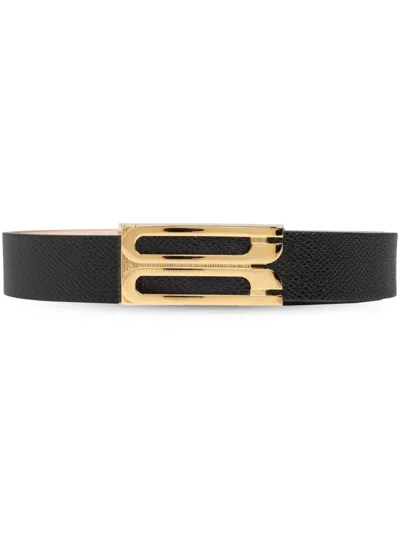 Victoria Beckham Frame Grained Leather Belt In Black