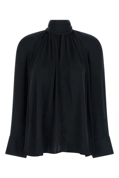 Rotate Birger Christensen Satin Bow Blouse In Blue