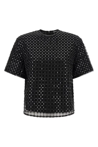 Rotate Birger Christensen Sequin-embroidered T-shirt In Black
