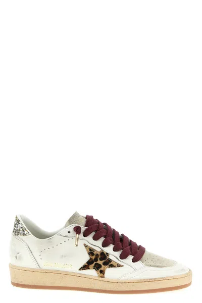 Golden Goose Ball Star Sneakers Leopard Emblem Glitter Heel In Multi