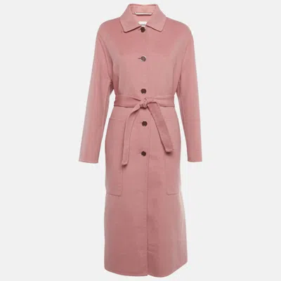 Pre-owned Hermes Pink Cashmere Felt Belted Coat M