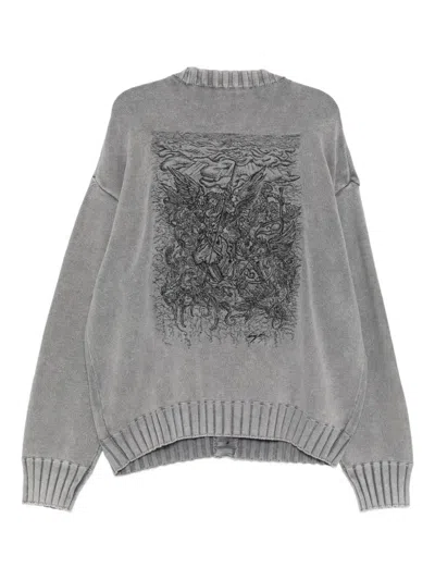 Songzio Angel Embroidered Cardigan In Gray