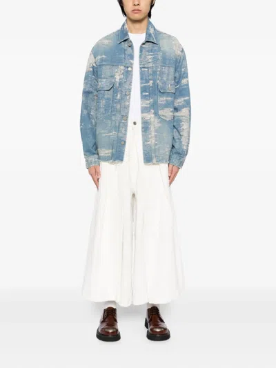 Songzio Wide Wrap Crop Tweed Jeans In White