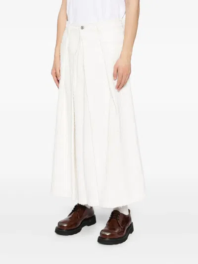 Songzio Wide Wrap Crop Tweed Jeans In White