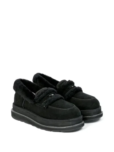 Sacai X Ugg Black Loafers In Black