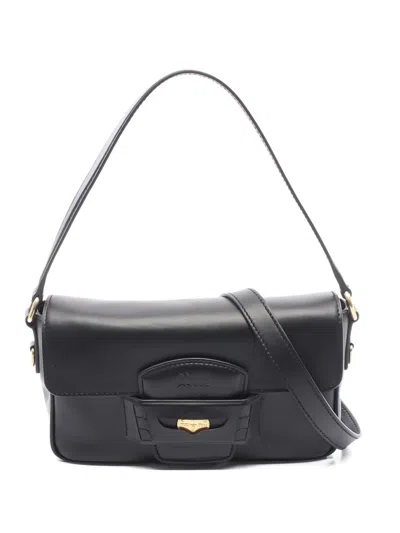 Pre-owned Miu Miu 2020s Leather Penny Tote Bag In Black