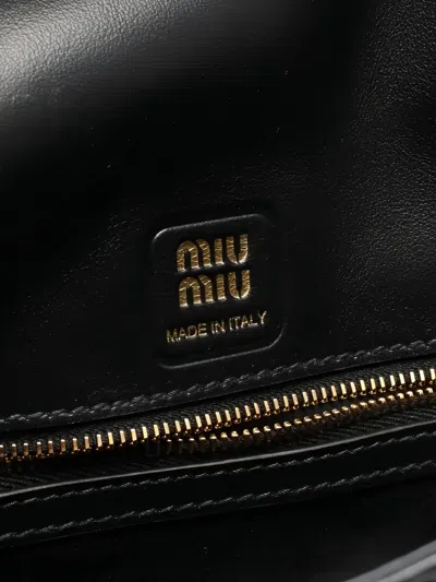 Pre-owned Miu Miu 2020s Leather Penny Tote Bag In Black