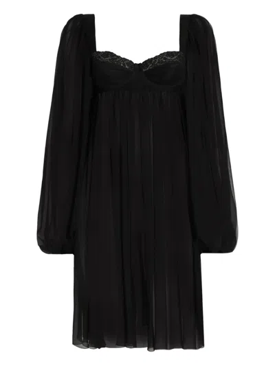 Dolce & Gabbana Lace Balloon-sleeve Mini Dress In Black