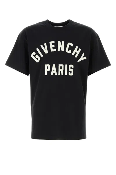Givenchy Men Black Crewneck T-shirt With Maxi Logo Lettering On The Front In Cotton Man In Black