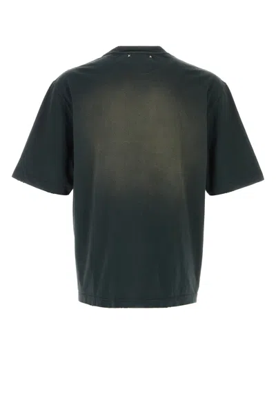 Golden Goose Washed Black Embroidered Logo T-shirt In Gray