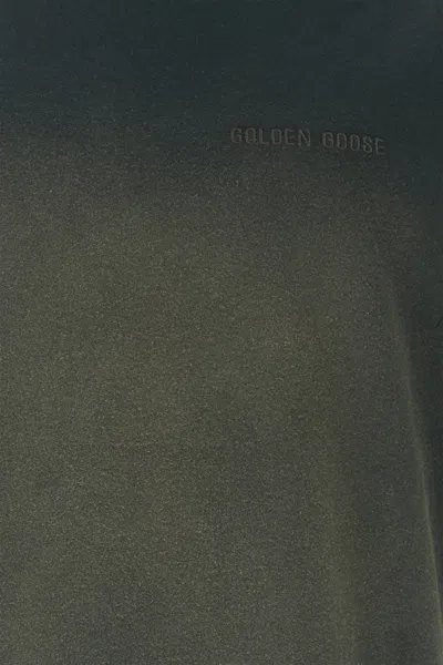 Golden Goose Washed Black Embroidered Logo T-shirt In Gray