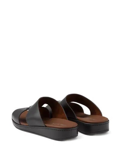 Prada Leather Sandals In Black