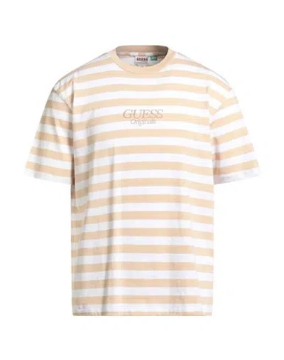 Guess Man T-shirt Sand Size S Cotton In Multi