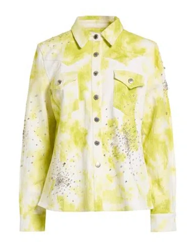 Des_phemmes Woman Denim Shirt Lime Green Size 8 Cotton In Green