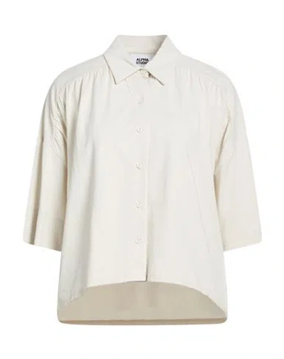 Alpha Studio Woman Shirt Light Grey Size 10 Cotton, Elastane In Neutral