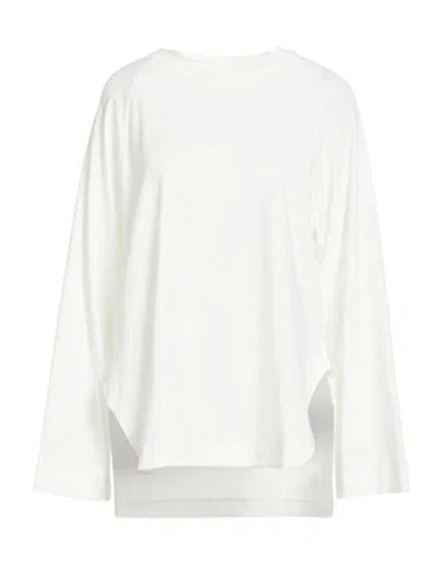 Alpha Studio Woman T-shirt Ivory Size 10 Cotton, Elastane In White