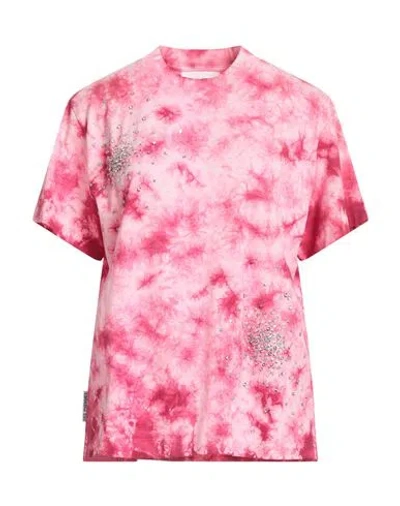 Des_phemmes Woman T-shirt Pink Size 8 Cotton, Elastane, Glass, Metal, Polyester In Multi
