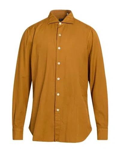 Finamore 1925 Man Shirt Brown Size 16 Cotton, Cashmere In Brown