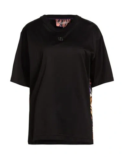 Dolce & Gabbana Woman T-shirt Black Size 8 Silk, Cotton, Bronze In Black