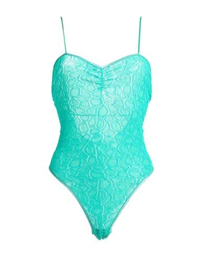 Forte Forte Forte_forte Woman Bodysuit Emerald Green Size 2 Polyamide, Elastane In Blue