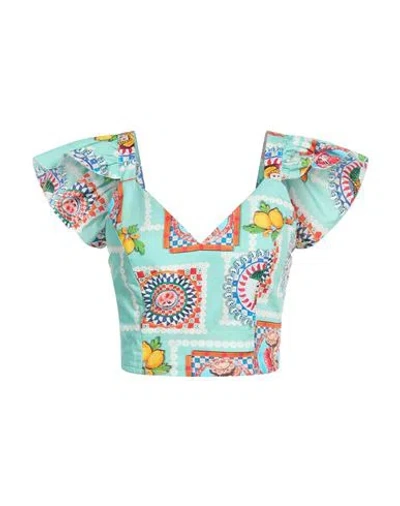 Il The' Delle 5 Woman Top Sky Blue Size 8 Cotton In Blue