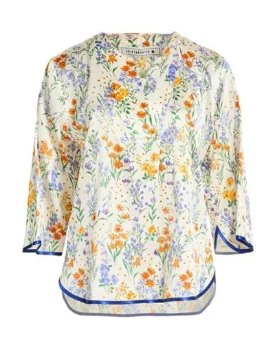 Shirtaporter Woman Top White Size 10 Silk, Elastane In White