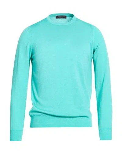 Jeordie's Man Sweater Turquoise Size S Merino Wool In Blue