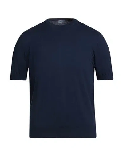 Vengera Man Sweater Midnight Blue Size 38 Cotton In Blue