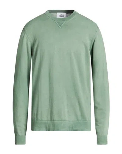 Alpha Studio Man Sweater Sage Green Size 44 Cotton In Green