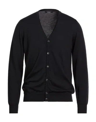 Jeordie's Man Cardigan Black Size Xl Merino Wool In Black
