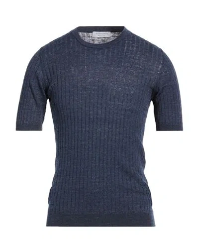 Jeordie's Man Sweater Navy Size 3xl Linen, Cotton, Polyester In Blue
