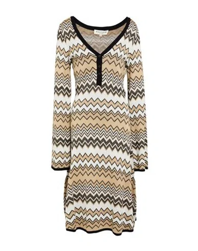 Hale Bob Woman Midi Dress Beige Size Xl Rayon, Lurex In Brown