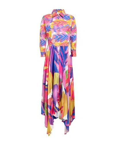 Sara Roka Woman Midi Dress Fuchsia Size 10 Polyester, Cotton, Elastane In Pink