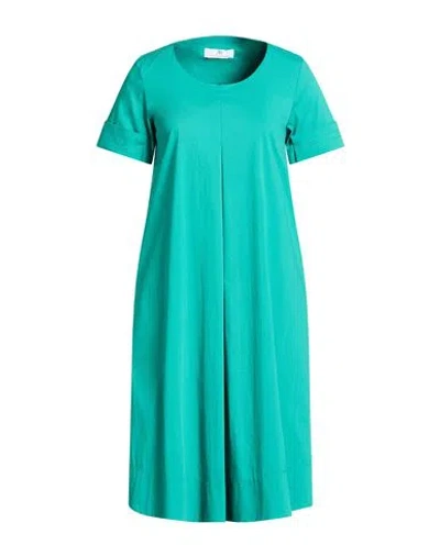Anna Seravalli Woman Midi Dress Emerald Green Size 10 Cotton, Polyamide, Elastane In Green
