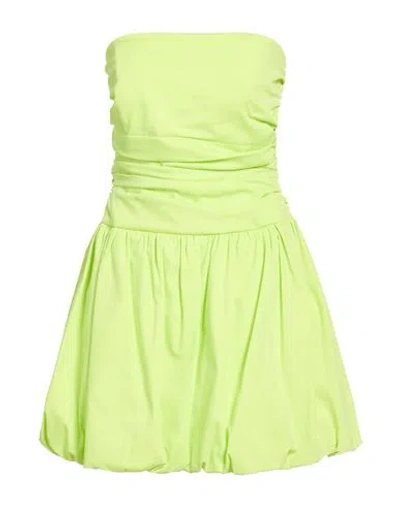 Silence Limited Woman Mini Dress Lime Green Size L Cotton, Polyamide, Elastane In Green