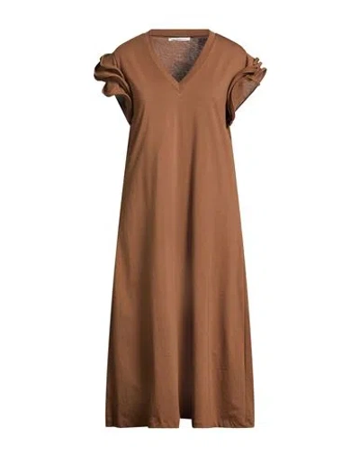 Le Streghe Woman Midi Dress Brown Size Onesize Cotton In Brown