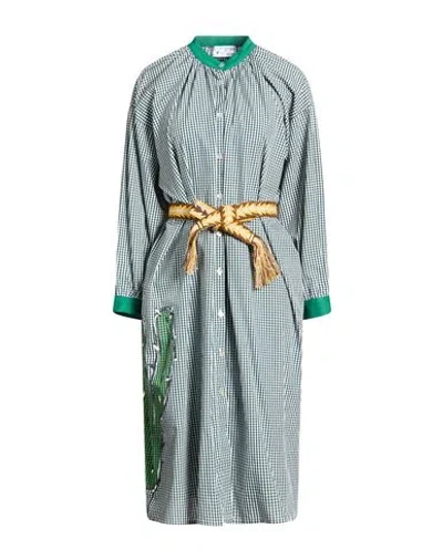 Cactus Art Woman Midi Dress Dark Green Size S Cotton In Green