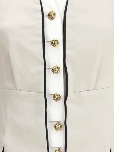 Chloé Satin Blazer Structured Shoulders Contrast Cuffs In Neutral