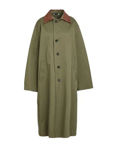 Stilosophy Woman Overcoat & Trench Coat Military Green Size M Cotton, Elastane In Green