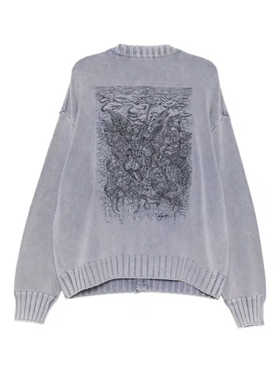 Songzio Angel Embroidered Cardigan In Blue