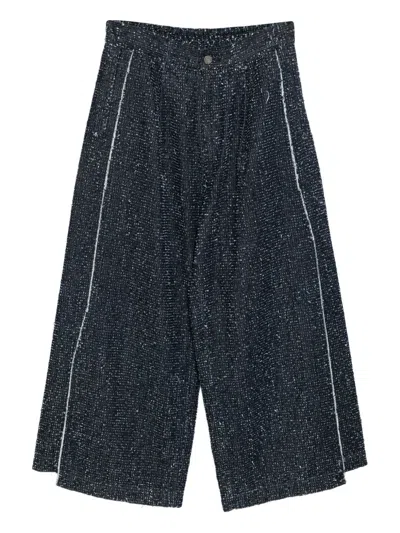 Songzio Asymmetric Flared Jeans In Blue