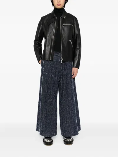 Songzio Asymmetric Flared Jeans In Blue