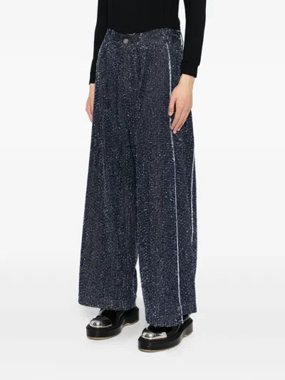 Songzio Asymmetric Flared Jeans In Blue