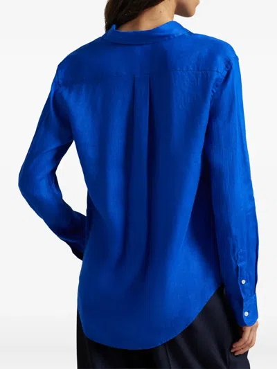 Polo Ralph Lauren Logo-embroidered Linen Shirt In Blue