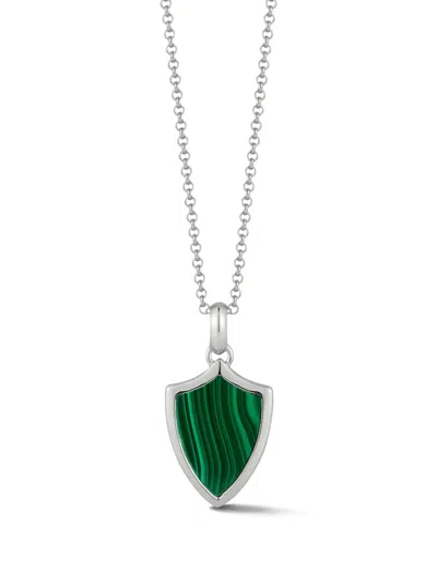 Mateo Malachite Shield Necklace In Silver