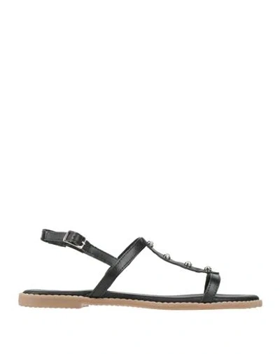 Nakoa Woman Sandals Black Size 8 Goat Skin In Multi