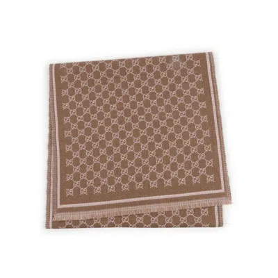 Gucci Wool Scarf Gg In Brown