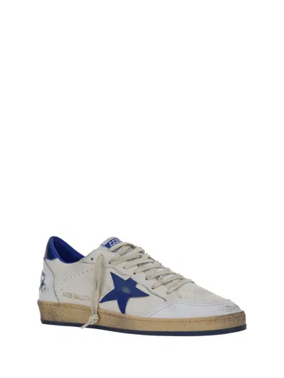 Golden Goose Ballstar White Low Top Sneakers With Star Patch On The Side And Maxi Lettering On The Rear In Leathe