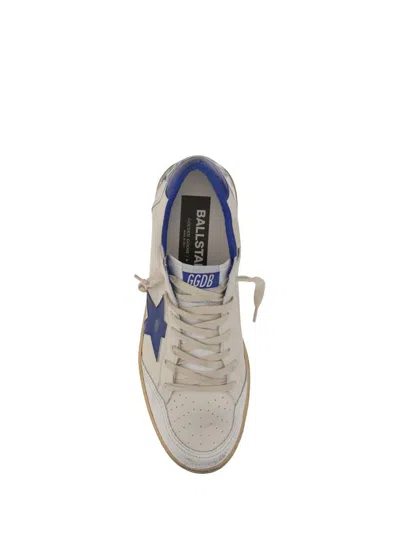 Golden Goose Ballstar White Low Top Sneakers With Star Patch On The Side And Maxi Lettering On The Rear In Leathe