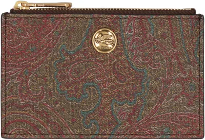 Etro Fabric Cardholder Paisley In Brown